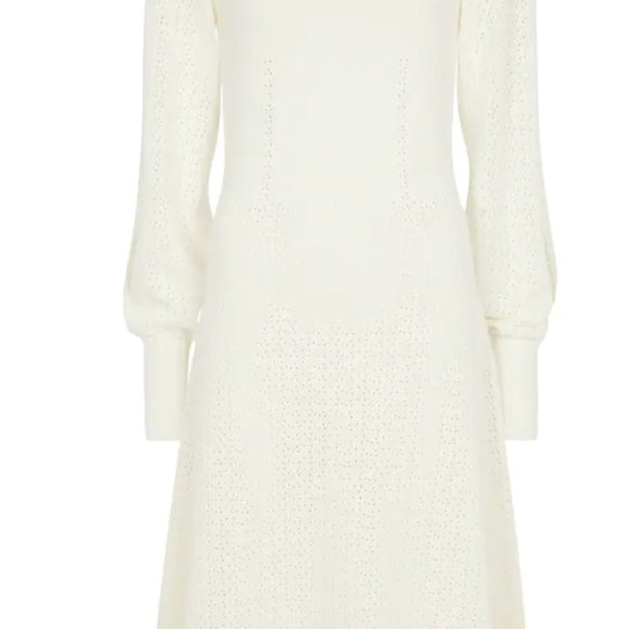 Victoria Beckham open-knit midi dress with cold shoulder in ivory size xs - Picture 3 of 8
